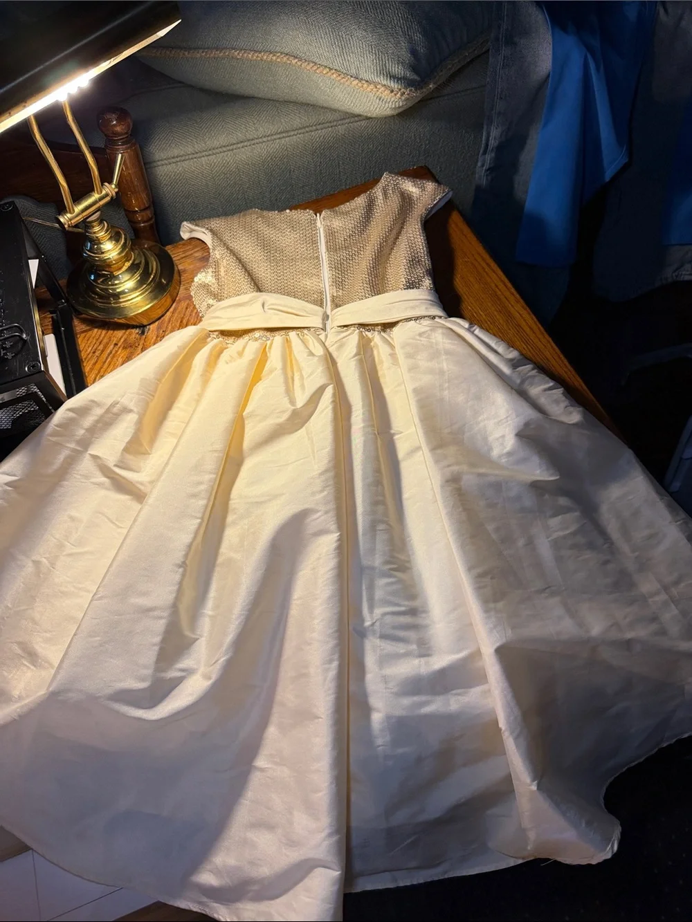 Pippa & Julie Ivory and Gold Sequin Girls' Formal Dress